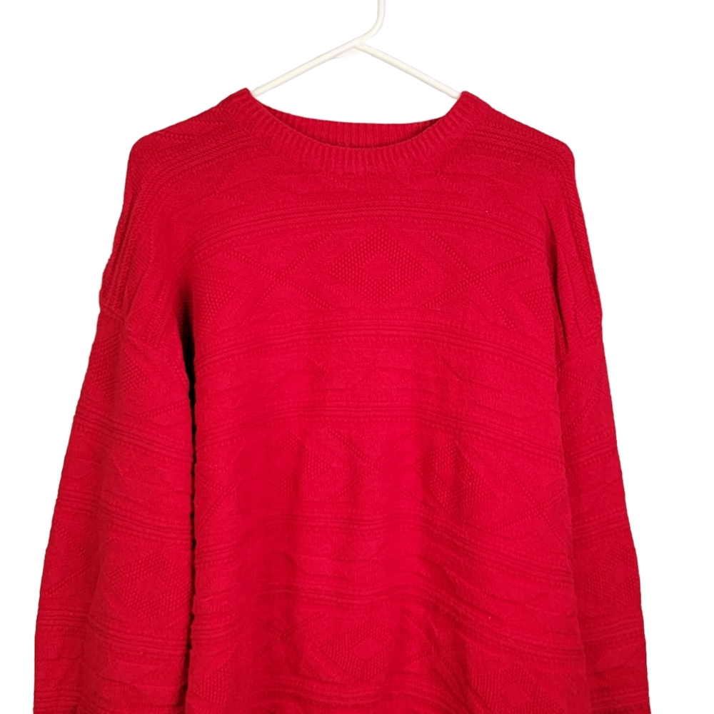 Par Four Cable 3D Knit Red Cold Weather Winter Sweater Men's XXL - Picture 3 of 12